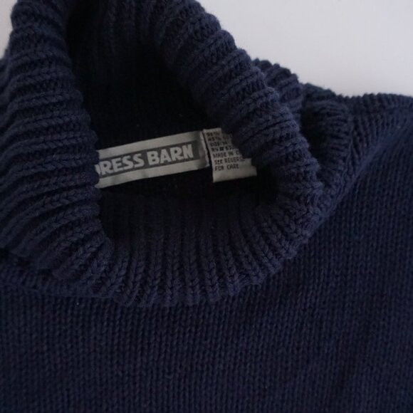 Vintage Dress Barn Navy Turtleneck Sweater Minimalist Preppy Quiet Luxury M - Picture 9 of 9